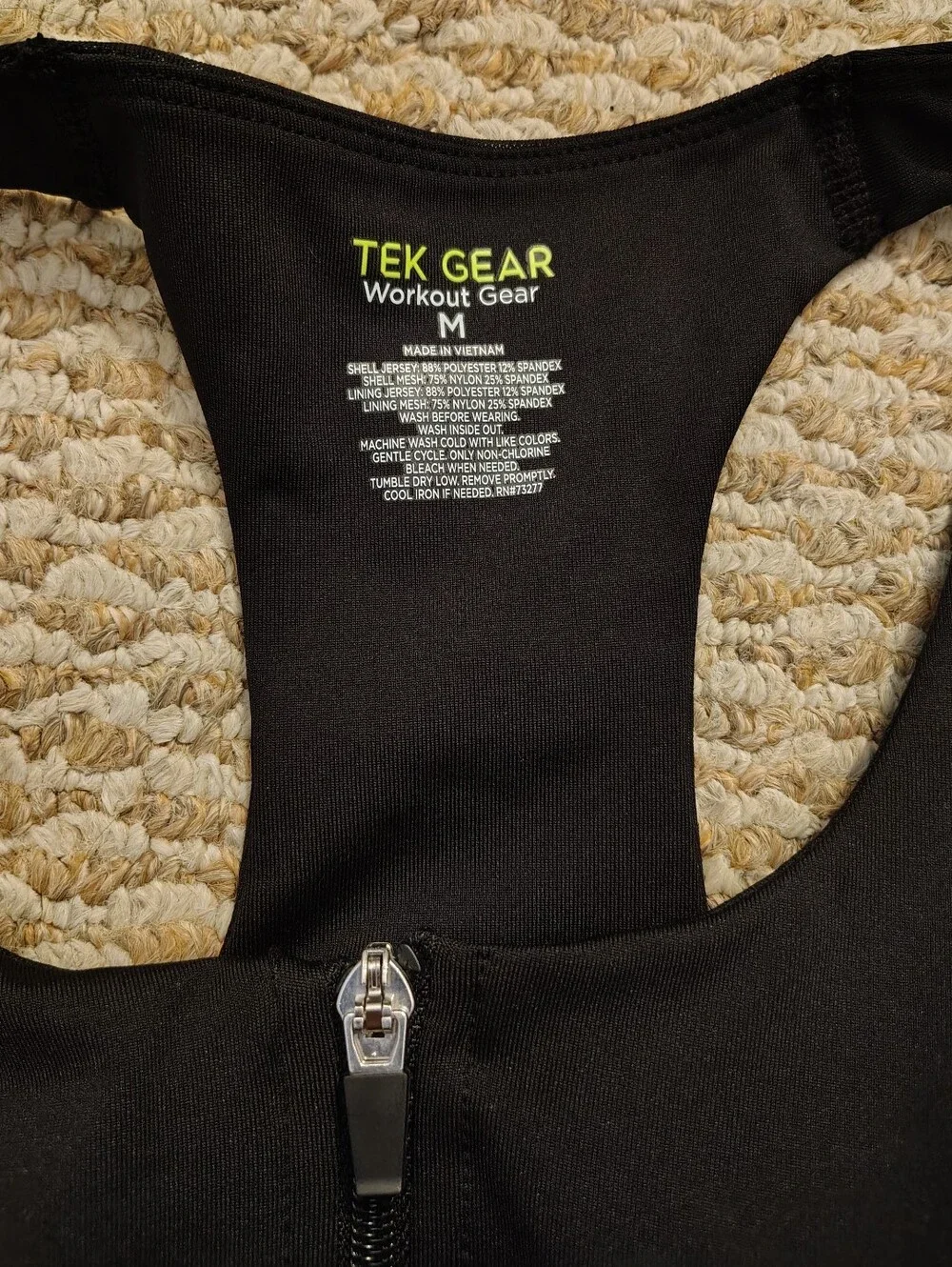 tek gear Black Front-Zip Racerback Sports Bra